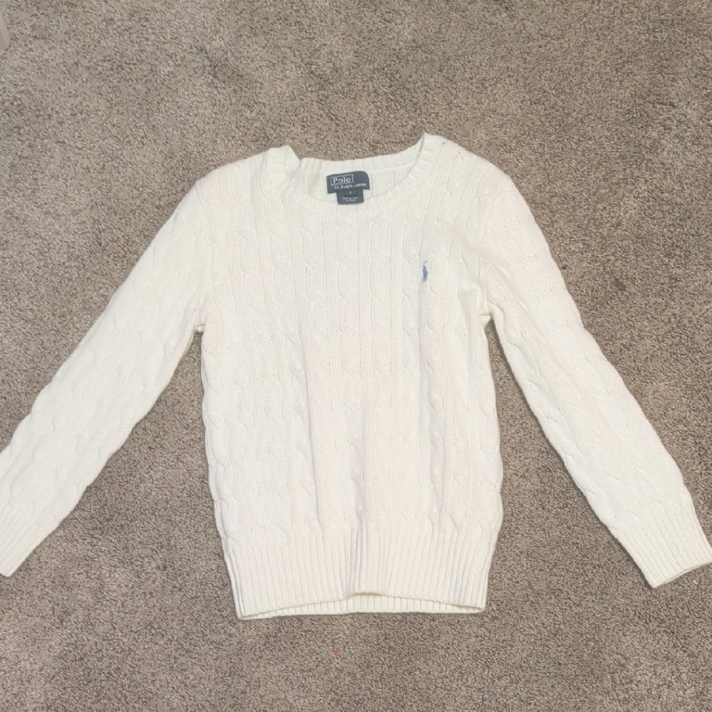 Polo by Ralph Lauren Girl's White Cable Knit Sweater